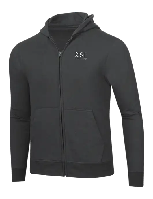 Charcoal 8.5 oz Ring Spun Zip Hooded Sweatshirt w/Rise Residential Logo