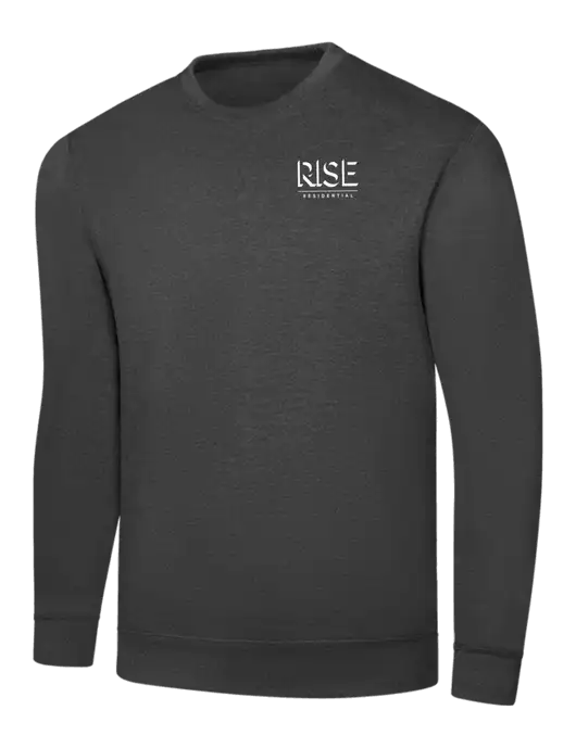 Dark Heather Grey 7.8 oz Ring Spun Crew Sweatshirt w/Rise Residential Logo