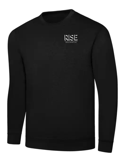 Black 7.8 oz Ring Spun Crew Sweatshirt w/Rise Residential Logo