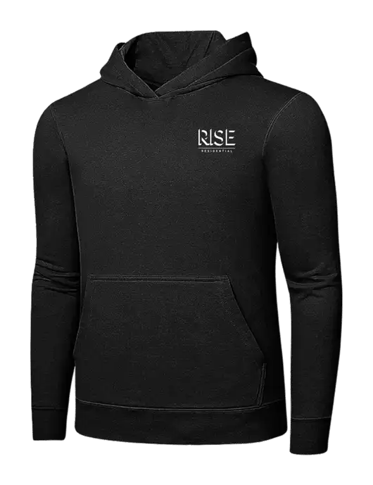 Jet Black 7.8 oz Ring Spun Hooded Sweatshirt w/Rise Residential Logo