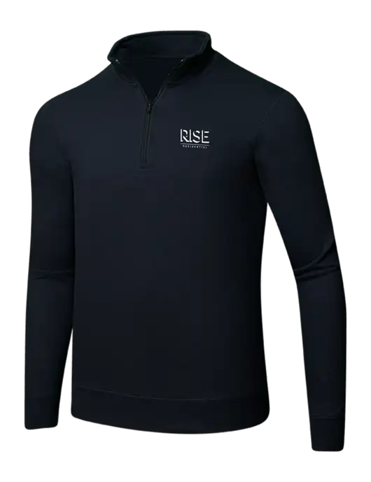 Jet Black 8.5 oz Ring Spun 1/4 Zip Pullover Sweatshirt w/Rise Residential Logo