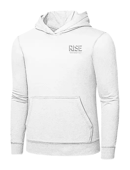 White 7.8 oz Ring Spun Hooded Sweatshirt w/Rise Residential Logo