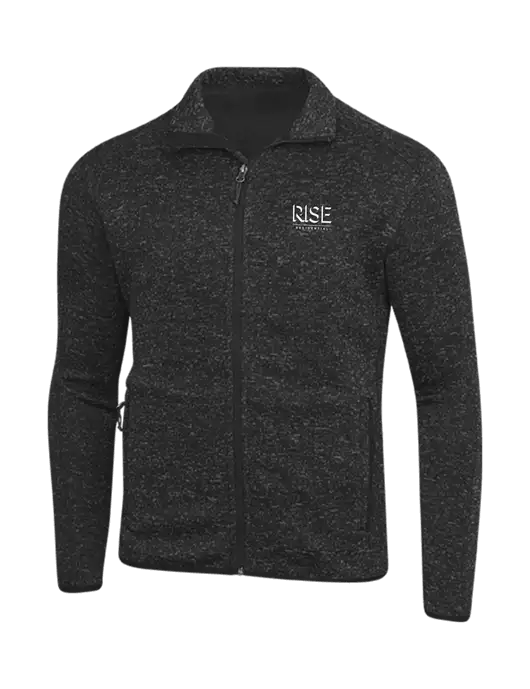 Black Heather Sweater Fleece Jacket w/Rise Residential Logo