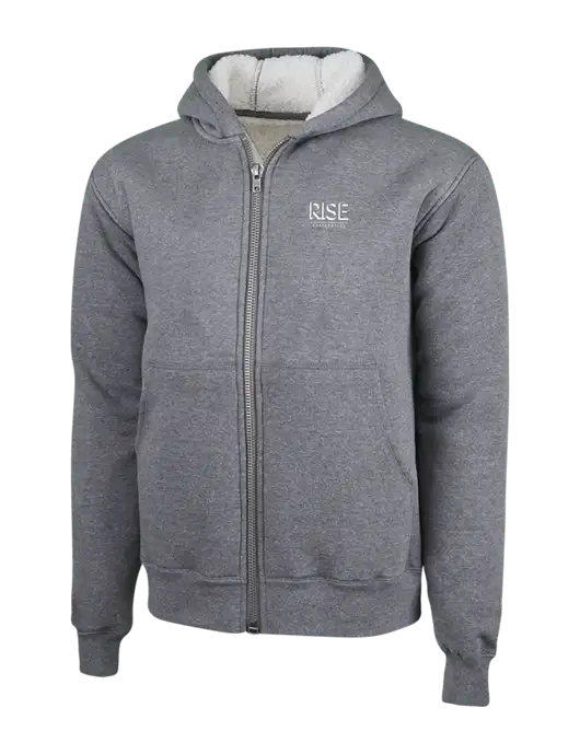 Cornerstone Grey Heather Heavyweight Sherpa Lined Hooded Fleece Jacket w/Rise Residential Logo