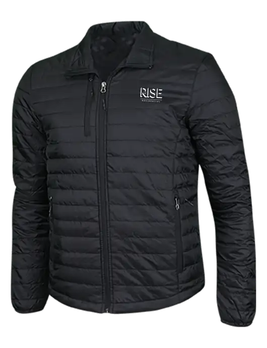 Deep Black Puffy Packable Jacket w/Rise Residential Logo