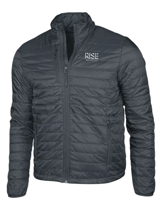 Dark Grey Puffy Packable Jacket w/Rise Residential Logo