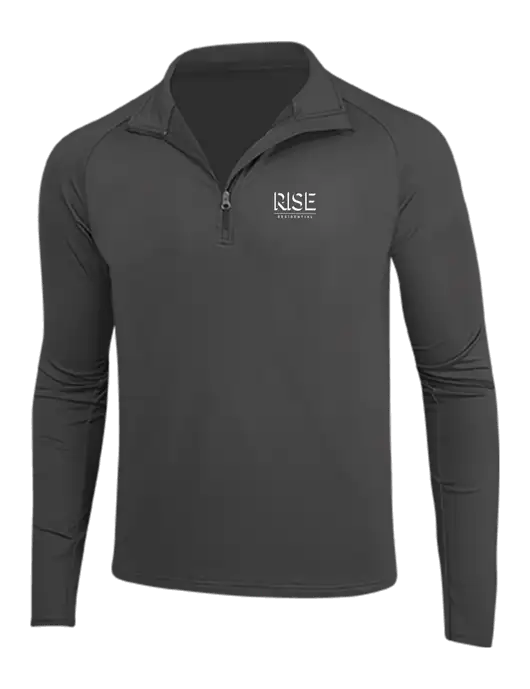 Charcoal Grey Sport Wick Stretch 1/4 Zip Pullover w/Rise Residential Logo