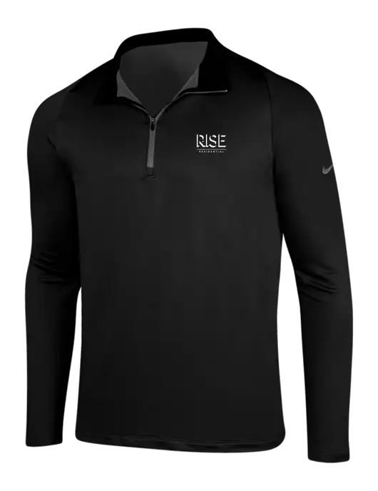 NIKE Black/Dark Grey Dry-Fit Stretch 1/2 Zip Cover-Up w/Rise Residential Logo