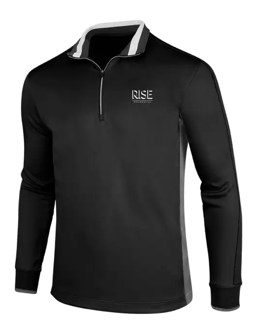 NIKE Black/Dark Grey/White Dry-Fit 1/2 Zip Cover-Up w/Rise Residential Logo