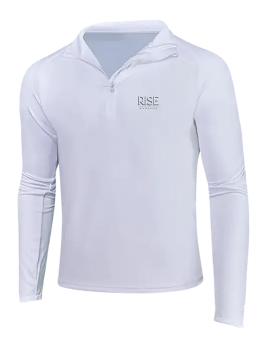 White Sport Wick Stretch 1/4 Zip Pullover w/Rise Residential Logo