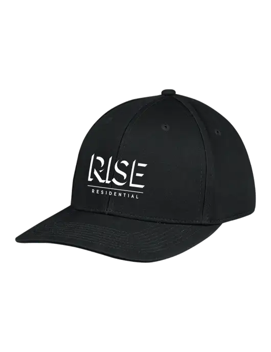 Premium Modern Structured Twill Black Snapback Cap w/Rise Residential Logo