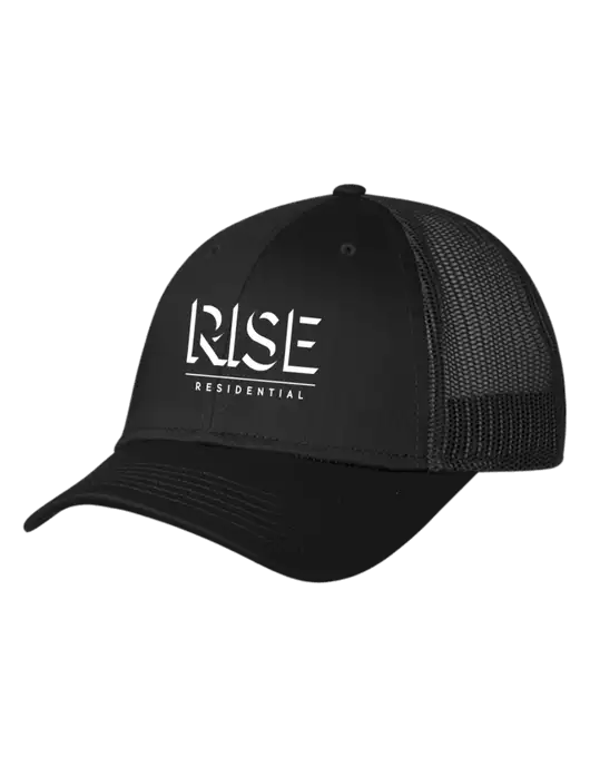 Black Mesh Trucker Cap Snap Back w/Rise Residential Logo