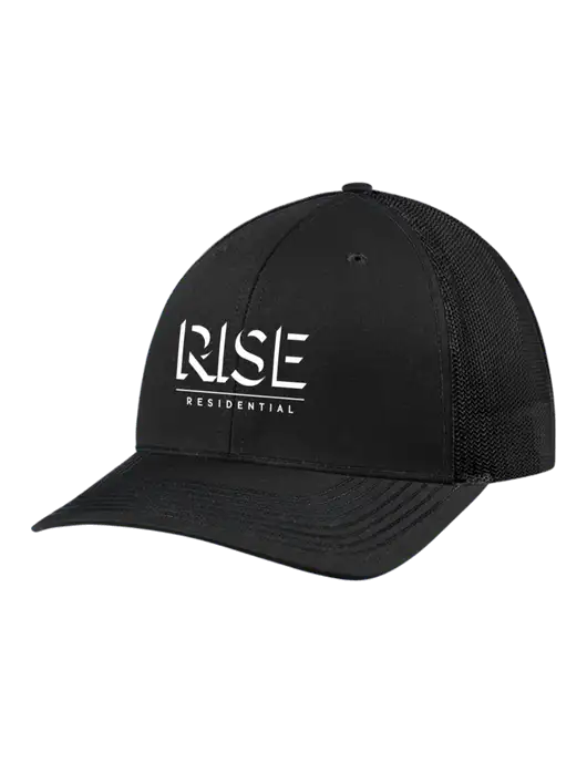 Richardson Adjustable Snapback Original 112 Trucker Cap Black w/Black Mesh w/Rise Residential Logo