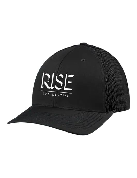 Richardson Adjustable Snapback Original 112 Trucker Cap Black w/Black Mesh w/Rise Residential Logo