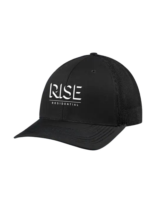 Richardson Adjustable Snapback Original 112 Trucker Cap Black w/Black Mesh w/Rise Residential Logo