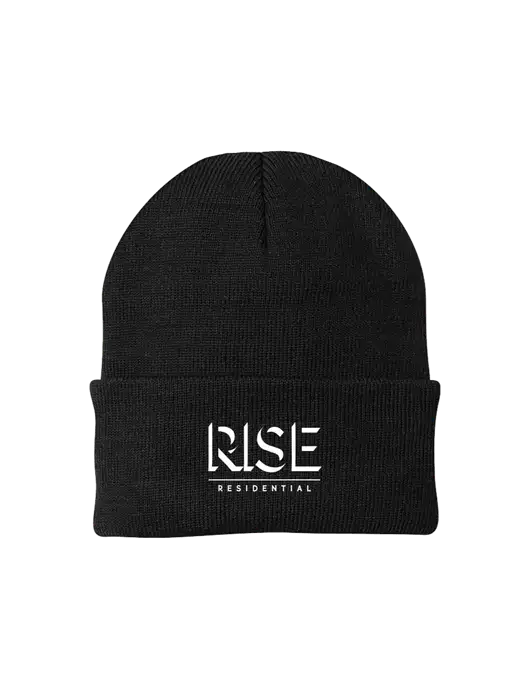 Black Knit Cap w/Rise Residential Logo