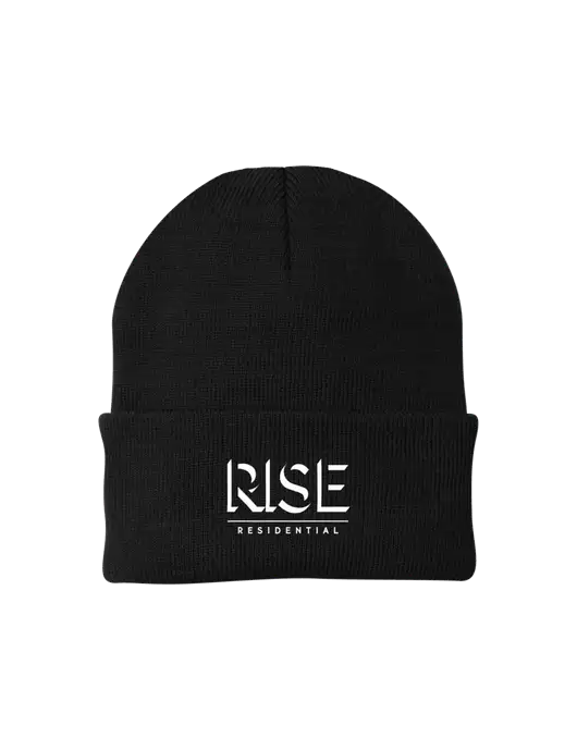 Black Knit Cap w/Rise Residential Logo
