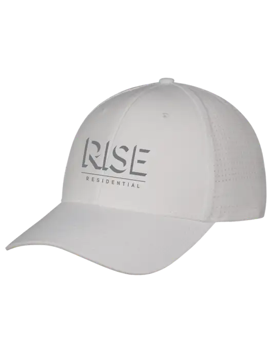 White Performance Stretchable Cap Hook & Loop w/Rise Residential Logo