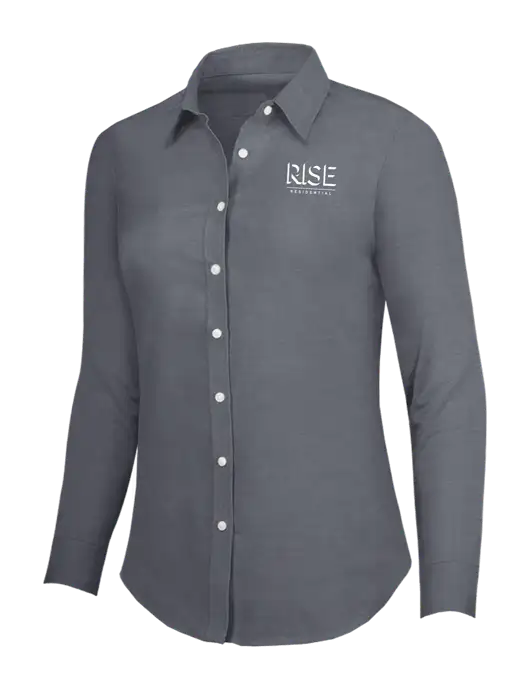 Dark Grey Womens SuperPro Oxford Shirt w/Rise Residential Logo