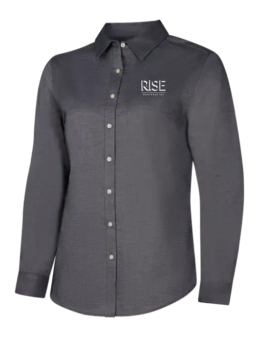 Dark Grey Womens SuperPro Oxford Shirt w/Rise Residential Logo