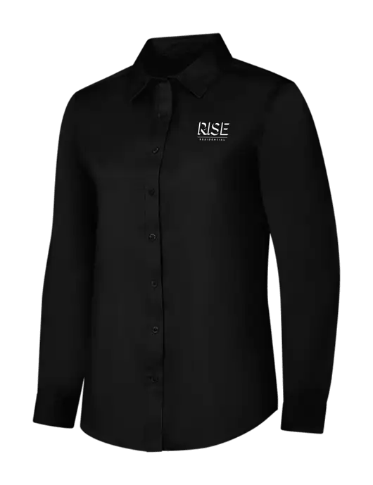 Womens Black Long Sleeve Superpro React Twill Shirt w/Rise Residential Logo