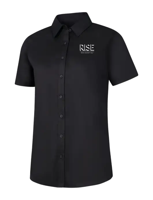 Womens Black Short Sleeve Superpro React Twill Shirt w/Rise Residential Logo