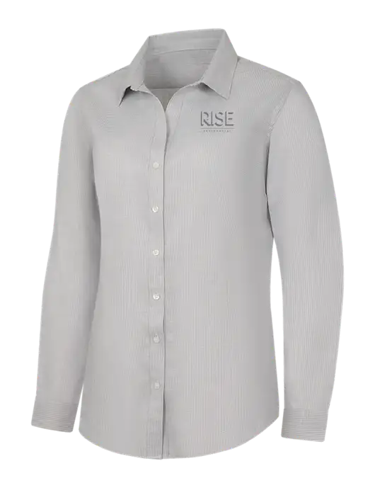 Light Grey/White Womens Pincheck Easy Care Shirt w/Rise Residential Logo