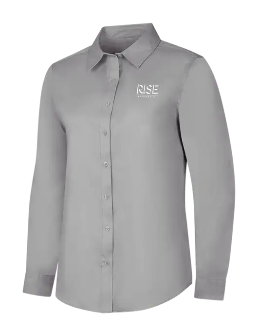 Light Grey Womens Long Sleeve Superpro React Twill Shirt w/Rise Residential Logo