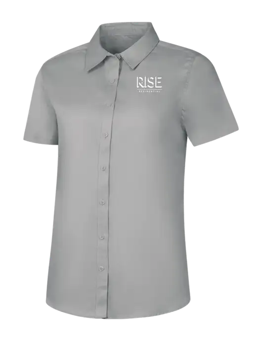 Womens Light Grey Short Sleeve Superpro React Twill Shirt w/Rise Residential Logo
