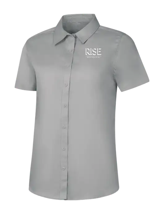 Womens Light Grey Short Sleeve Superpro React Twill Shirt w/Rise Residential Logo