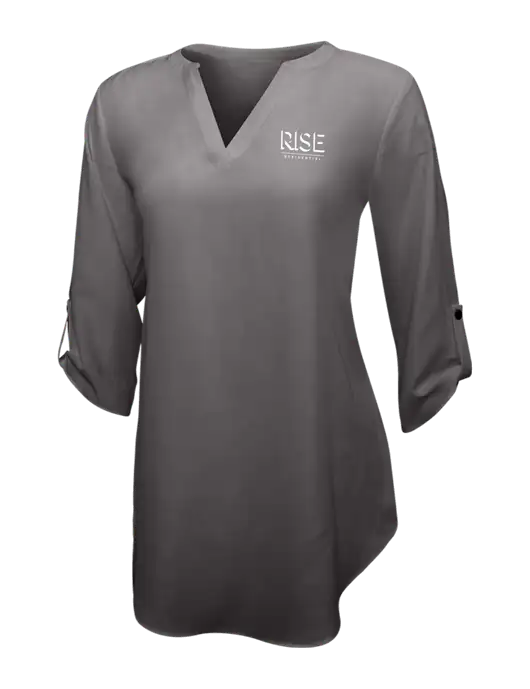 Dark Grey Womens 3/4 Sleeve Tunic Blouse w/Rise Residential Logo