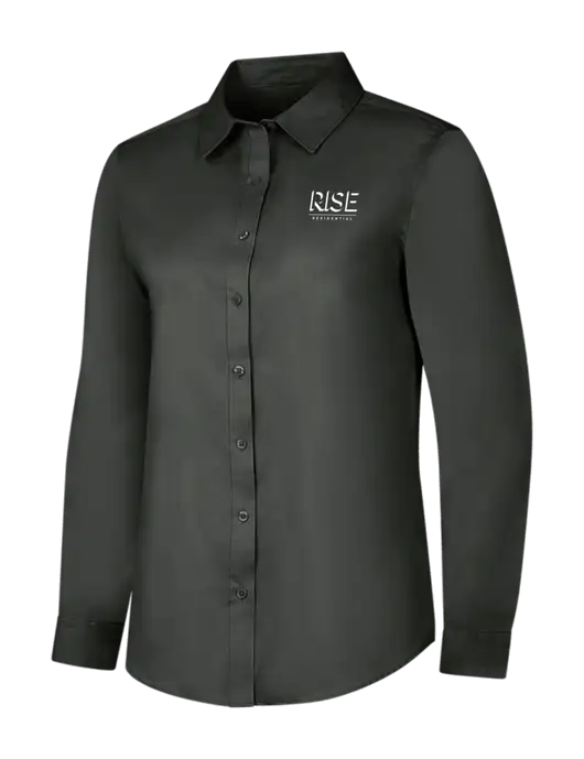Dark Grey Womens Long Sleeve Superpro React Twill Shirt w/Rise Residential Logo