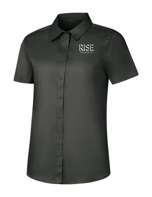 Womens Dark Grey Short Sleeve Superpro React Twill Shirt w/Rise Residential Logo