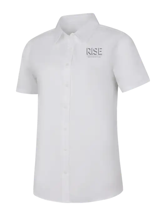 Womens White Short Sleeve Superpro React Twill Shirt w/Rise Residential Logo