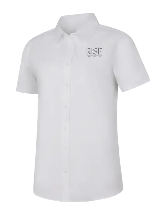 Womens White Short Sleeve Superpro React Twill Shirt w/Rise Residential Logo