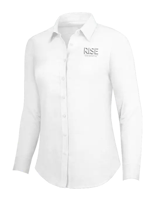 White Womens SuperPro Oxford Shirt w/Rise Residential Logo