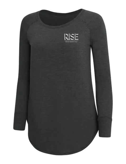 Womens Perfect Wide Collar Tunic Tri-Blend Black Frost 4.5 oz T-Shirt w/Rise Residential Logo