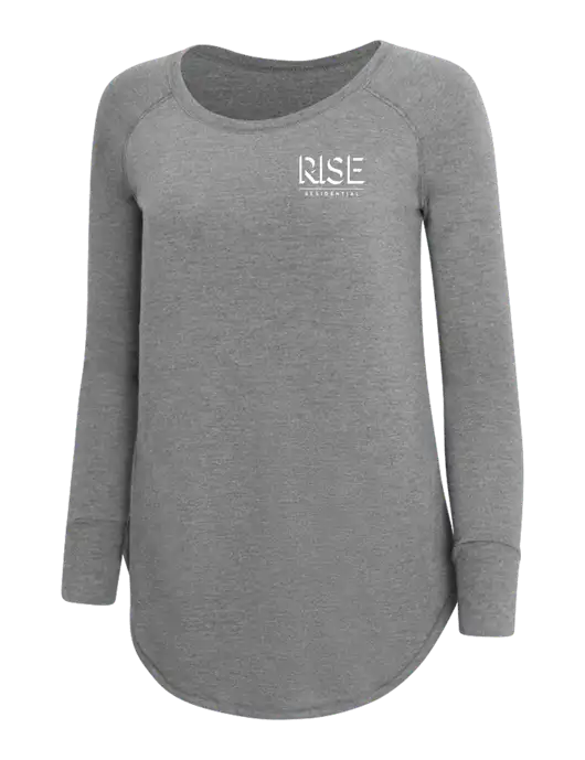Womens Perfect Wide Collar Tunic Tri-Blend Grey Frost 4.5 oz T-Shirt w/Rise Residential Logo