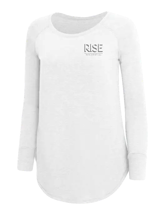 Womens Perfect Wide Collar Tunic Tri-Blend White 4.5 oz T-Shirt w/Rise Residential Logo