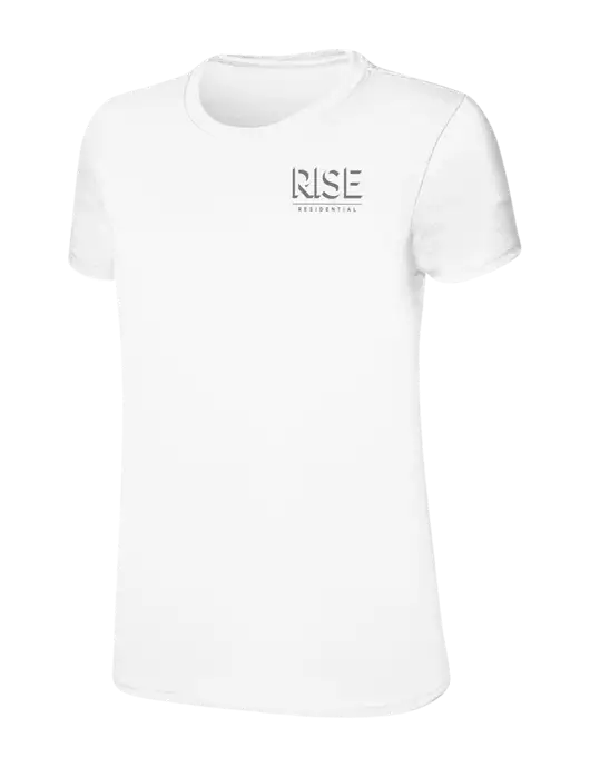 Womens Ring Spun White 4.5 oz T-Shirt w/Rise Residential Logo