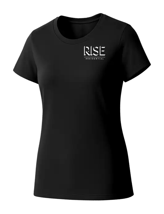 Womens Seriously Soft Black T-Shirt w/Rise Residential Logo