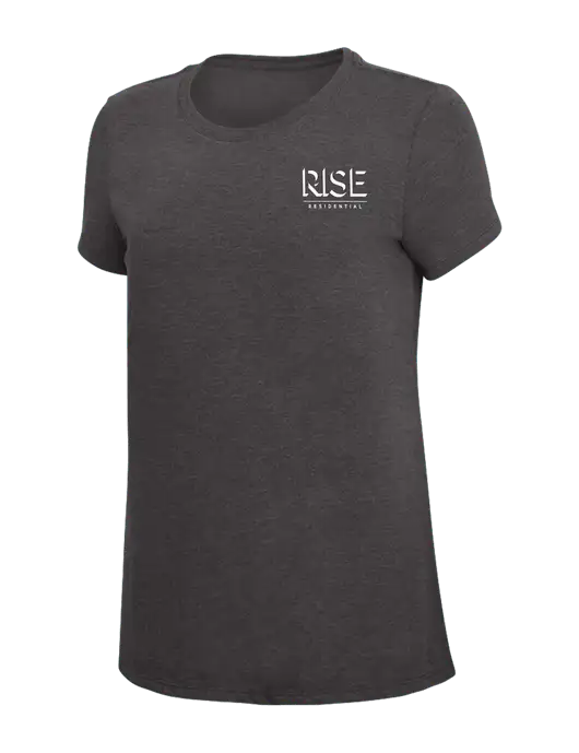 Womens Simply Soft Heather Charcoal 4.5oz  Poly/Combed Ring Spun Cotton T-Shirt w/Rise Residential Logo