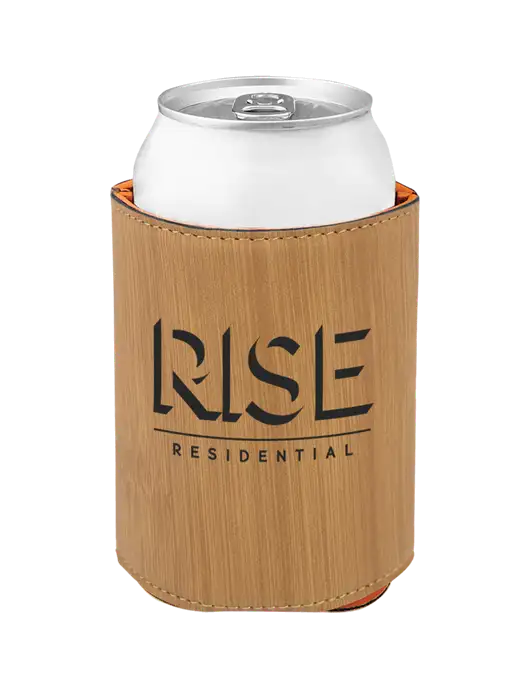 Bamboo Leatherette Beverage Holder w/Rise Residential Logo