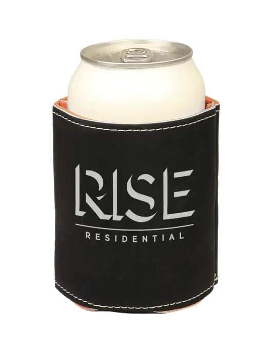 Black Leatherette Beverage Holder w/Rise Residential Logo