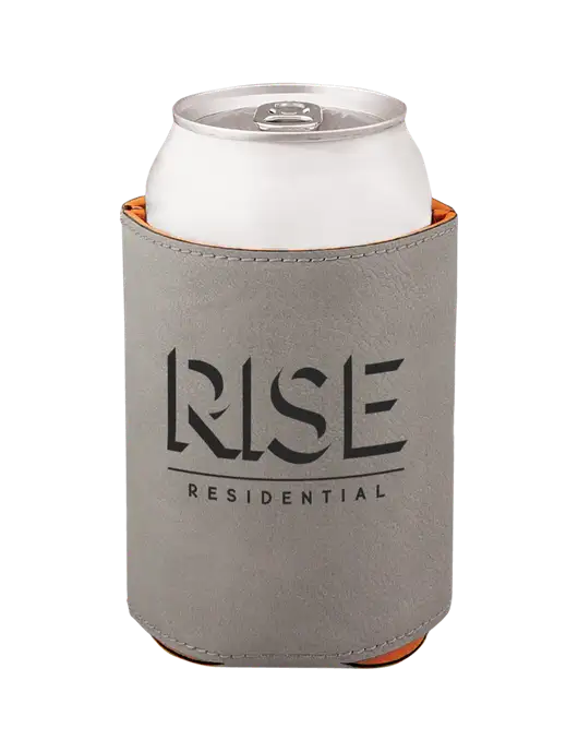 Grey Leatherette Beverage Holder w/Rise Residential Logo