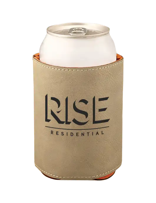 Tan Leatherette Beverage Holder w/Rise Residential Logo