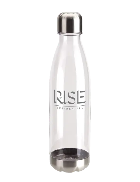 Bayside Tritan Clear 25 oz Bottle with Stainless Base and Cap w/Rise Residential Logo