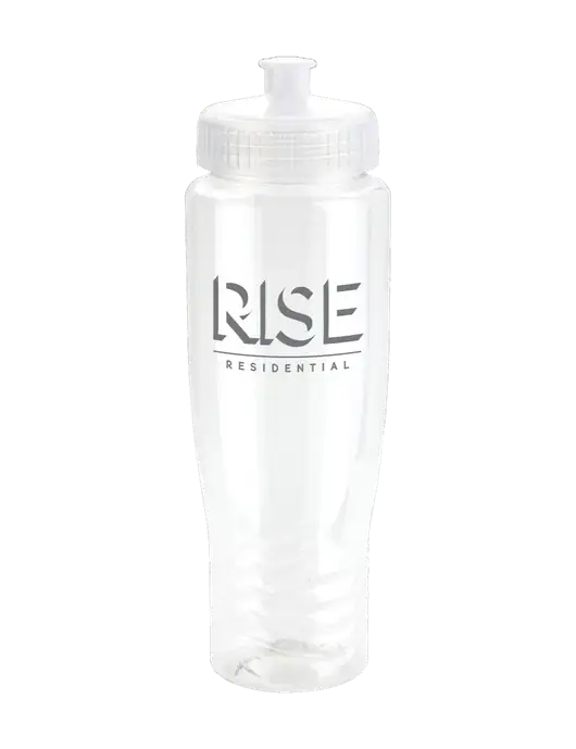Roam Clear 28 oz Eco-Polyclear Bottle with Push Pull Lid w/Rise Residential Logo