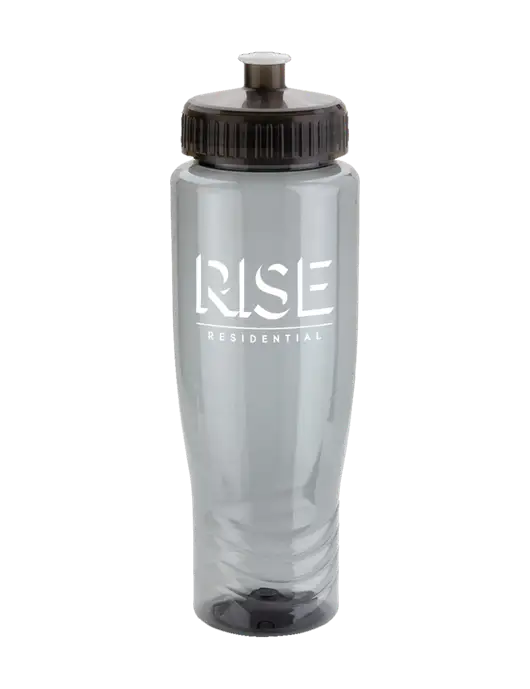Roam Smoke 28 oz Eco-Polyclear Bottle with Push Pull Lid w/Rise Residential Logo