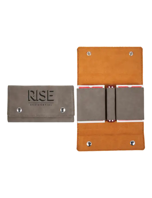 Grey Leatherette Card & Dice Set w/Rise Residential Logo